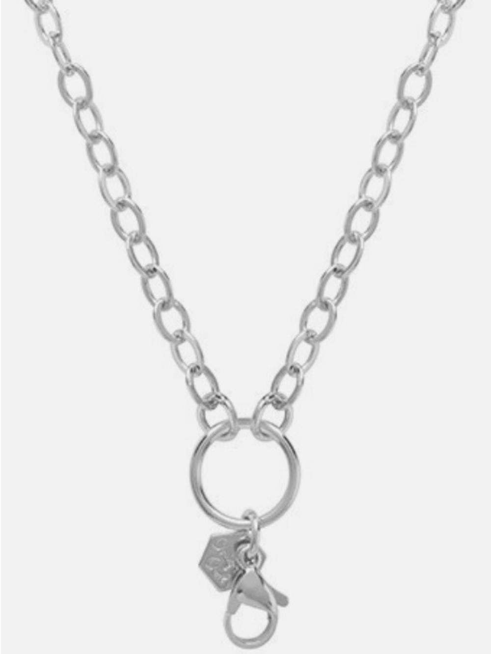 Origami Owl Silver Oval Link Convertible Toggle Necklace w/ Lobster Clasp Charm